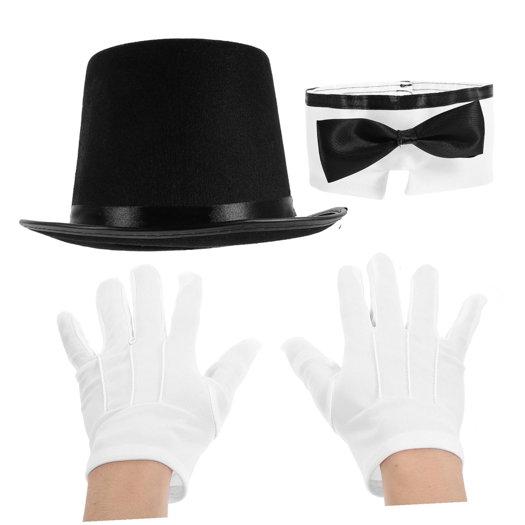 Costume de Magicien Garçon Fille Set Cosplay avec Chapeau Haut de Forme Blancs et Nœud Déguisement Confortable Respirant pour Jeux de Rôle et Fêtes