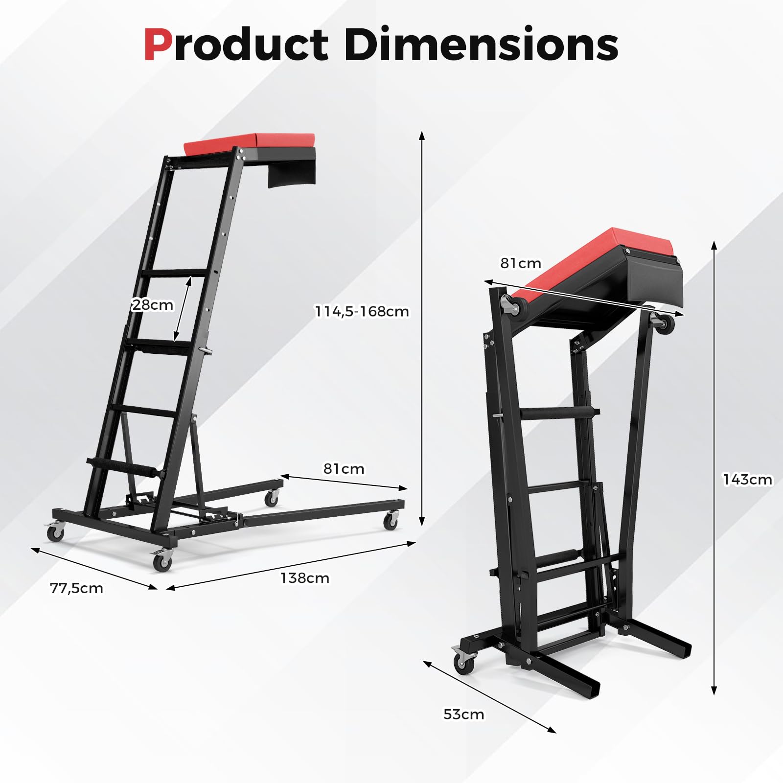 COSTWAY Elevador Lateral Plegable, Mecanismo Automotriz con Altura Ajustable de 114,5 a 168 cm y Ángulo, Estación de Trabajo Elevada Plegable para Garaje en Casa, Tienda de Reparación