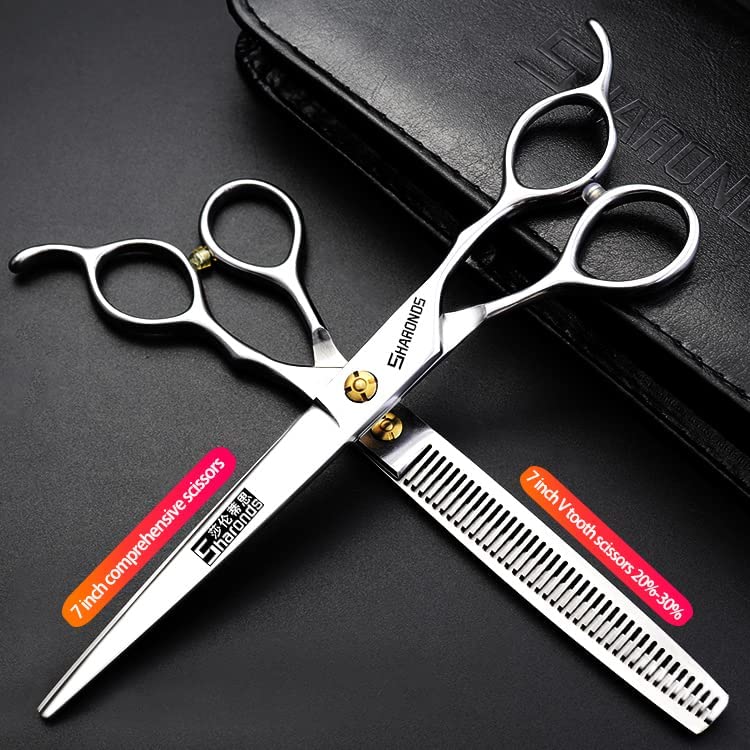 7/7.5-inch Japanese Professional Hair Clipper Styling Hair+Alicia Black Slimming Scissors (1, 7 inches, 2 Pieces-B) - Image 2