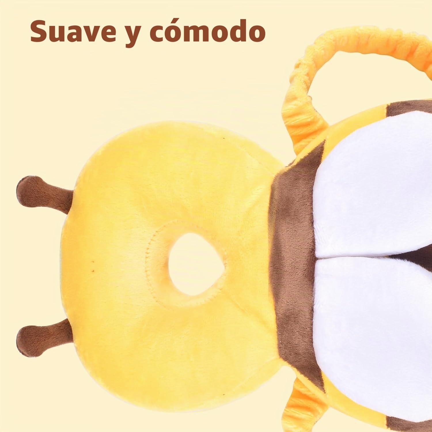 Protector de Cabeza para Bebe, Cojín Protector Seguridad Bebe con Rodilleras, Ajustable Almohada Protección Bebe, Protección para Cabeza y Espalda del Niños para Gatear y Caminar-Abeja