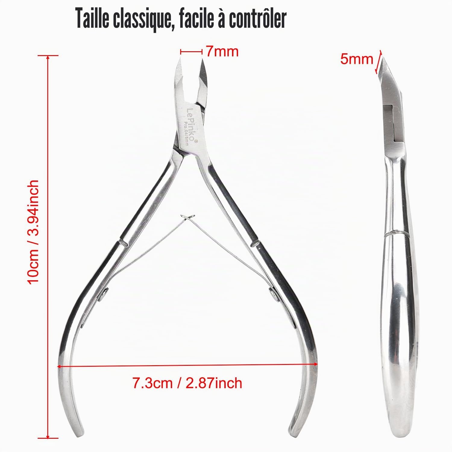 Lot de 4 pinces à cuticules en acier inoxydable de qualité supérieure pour manucure et pédicure à la maison/spa/salon