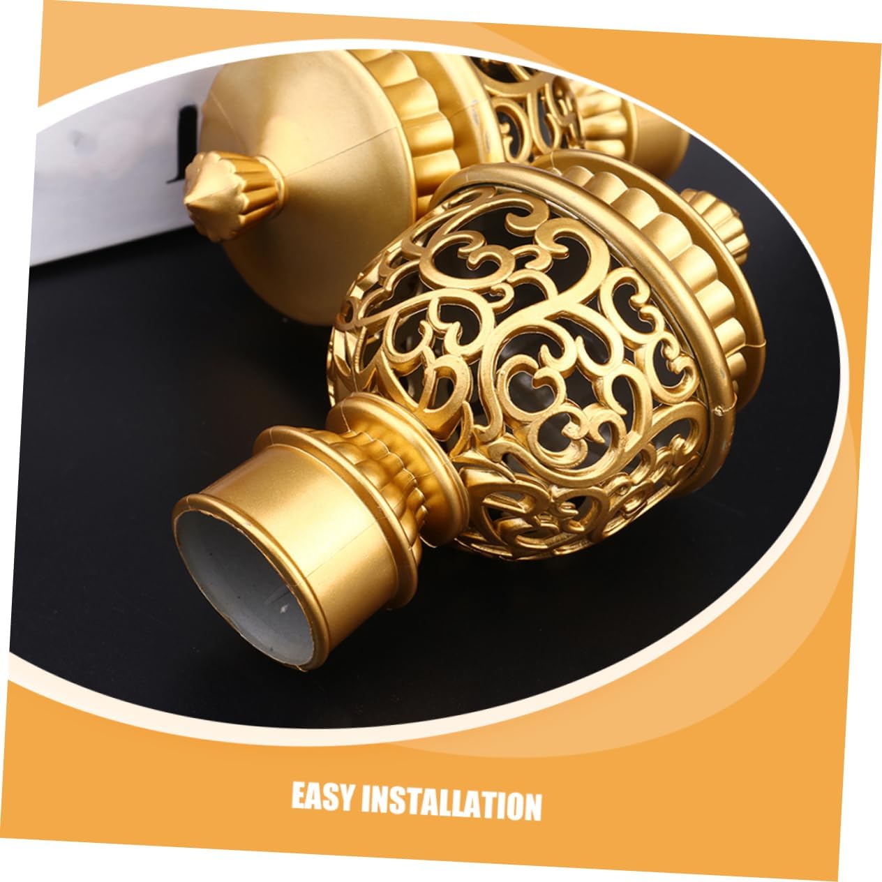 12pcs Bay Window Curtain Rods Gold Finials End Caps for Drapery Rods Accessory