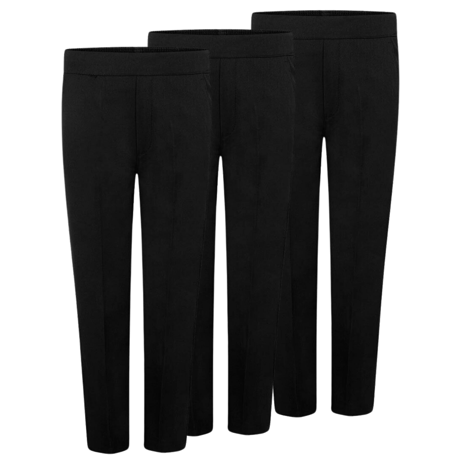 janisramone® Pantaloni scolastici per ragazzi e ragazzi, mezza elasticizzata, vestibilità comoda, per uniforme scolastica, vestibilità generosa, 2-13 anni, confezione da 3, Nero , 13 anni