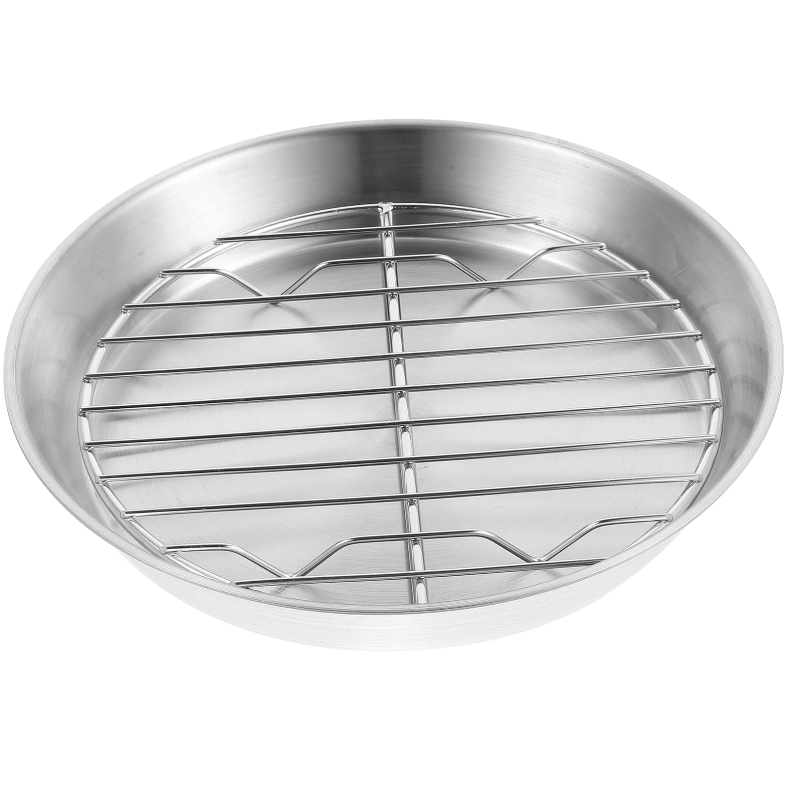 SOLUSTRE 1Set Grill Pan Baking Tray with Mesh Rack Multi Functional Bbq Plate for Oil Draining and Grilling and Easy to Clean Cooking Essential