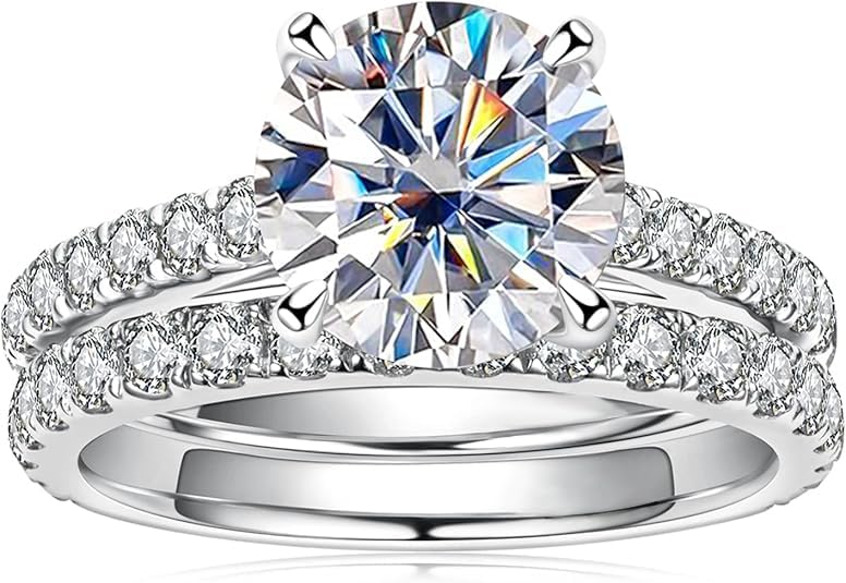 Moissanite Women's Bridal Rings Sets, Wedding Engagement Ring Set for Women 925 Sterling Silver Moissanite Ring Set