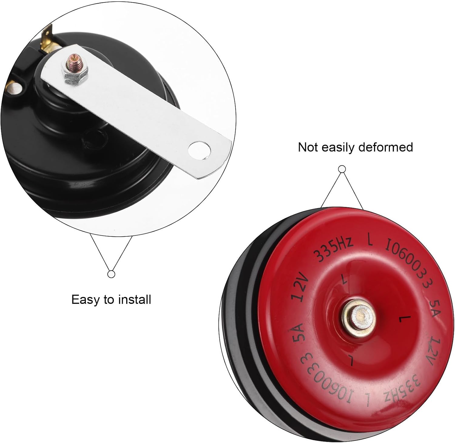Universal 12v Car Horn Kit 2pcs Metal Basin Shaped