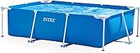 Intex 9.8ft x 6.6ft x 2.5ft Rectangular Frame Above Ground Pool - Rust-Resistant, Quick Drain Valve, Easy Setup Blue