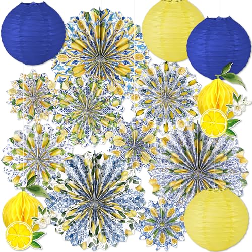 Éventails en papier Capri Citron décoration anniversaire fête prénatale