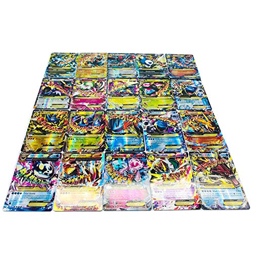 100 Cards TCG Style Card Holo EX Full Art,60 EX Cards, 20 Mega EX Cards, 20 GX Cards 1 Energy Card (A)
