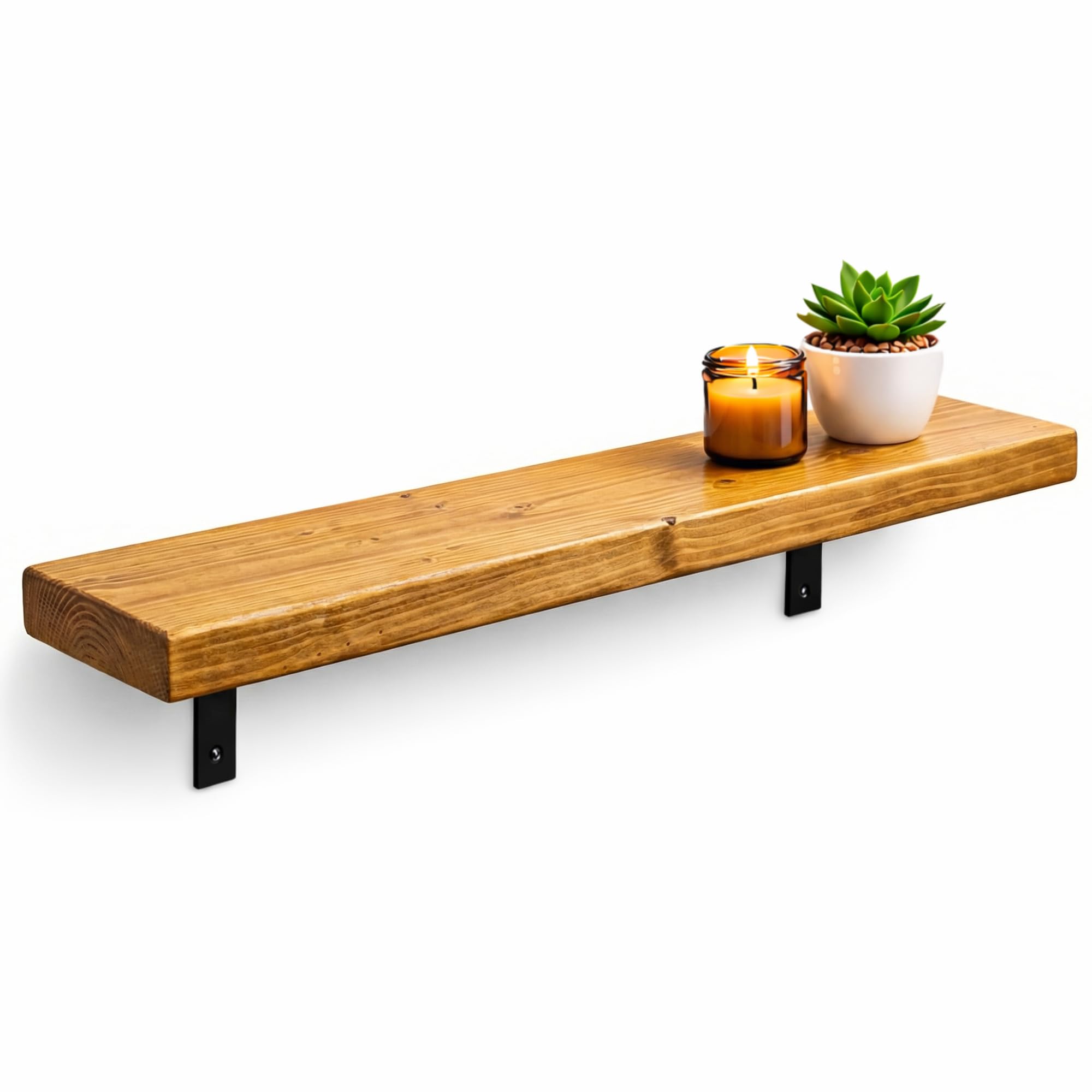 MKGT Radiator Shelf Solid Wood with Brackets | Rustic Wood Above Radiator | Radiator Cover Shelf for Hallway & Living Room – UK Handmade (Rustic Pine, 140 cm) — image 1