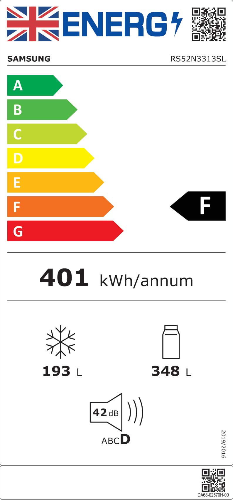 Samsung RS52N3313SL Freestanding American Fridge Freezer with Digital