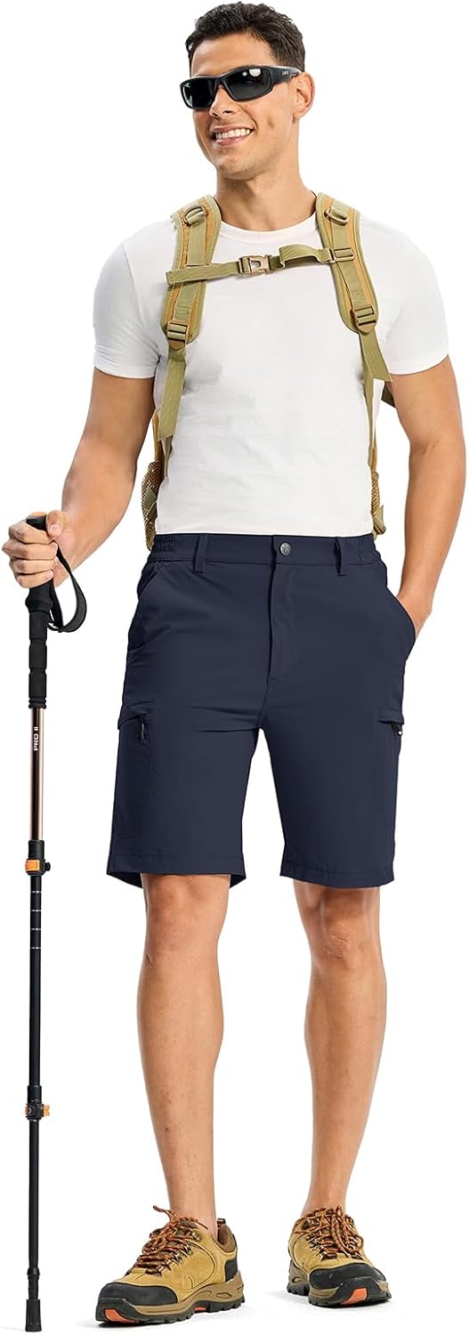 TBMPOY Men's Hiking Cargo Shorts 9" Lightweight Water Resistant Quick Dry Work Shorts 6 Pockets for Travel Camping Tactical