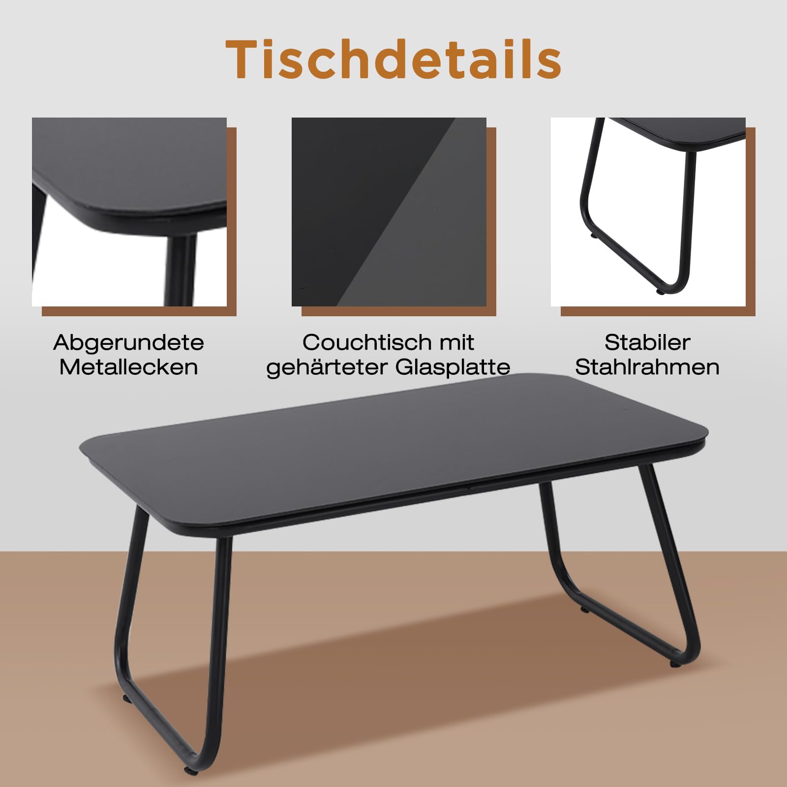 Polyrattan Gartenmöbel Set 3-4 Personen, Gartensofa Set mit Tisch & Kissen, Wetterfest & UV-beständig, Balkonmöbel Sitzgruppe für Terrasse & Garten