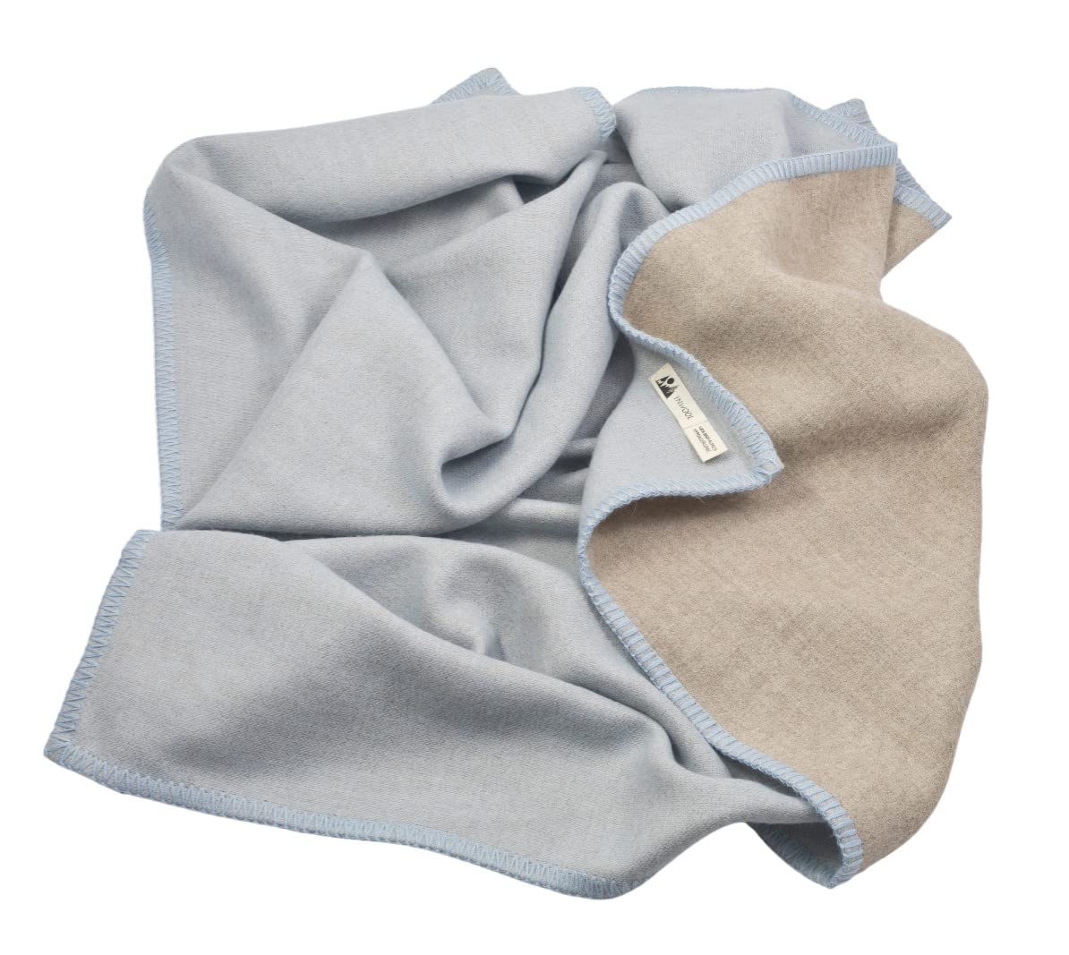 Generisch Coperta per neonati Royal in 100% lana alpaca – ragazzo – double face blu tortora