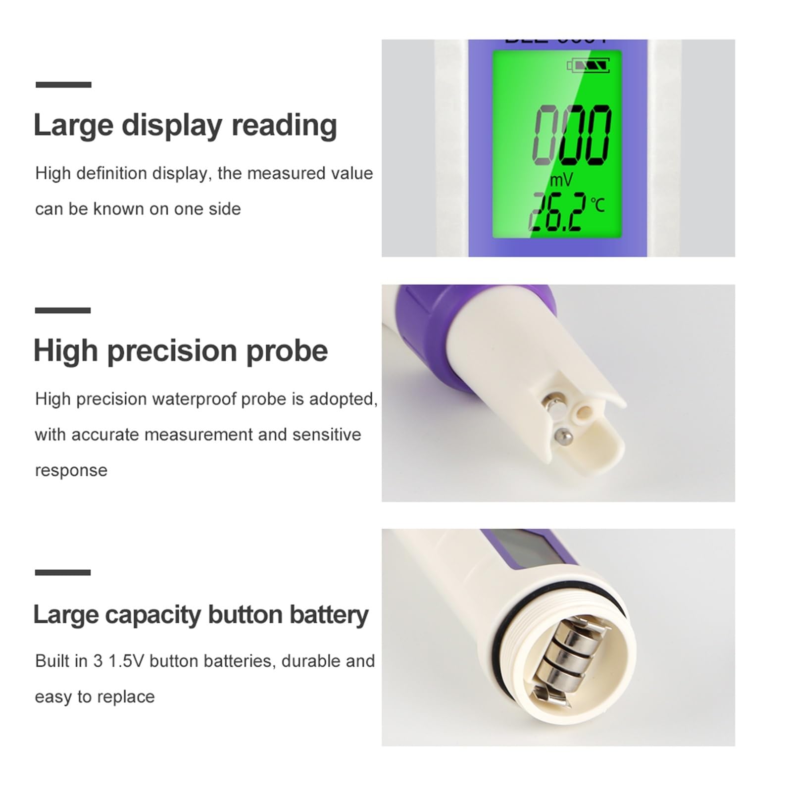 Bluetooth Smart Water Quality Tester Temp/ORP Monitor Online APP Control Analizator wody