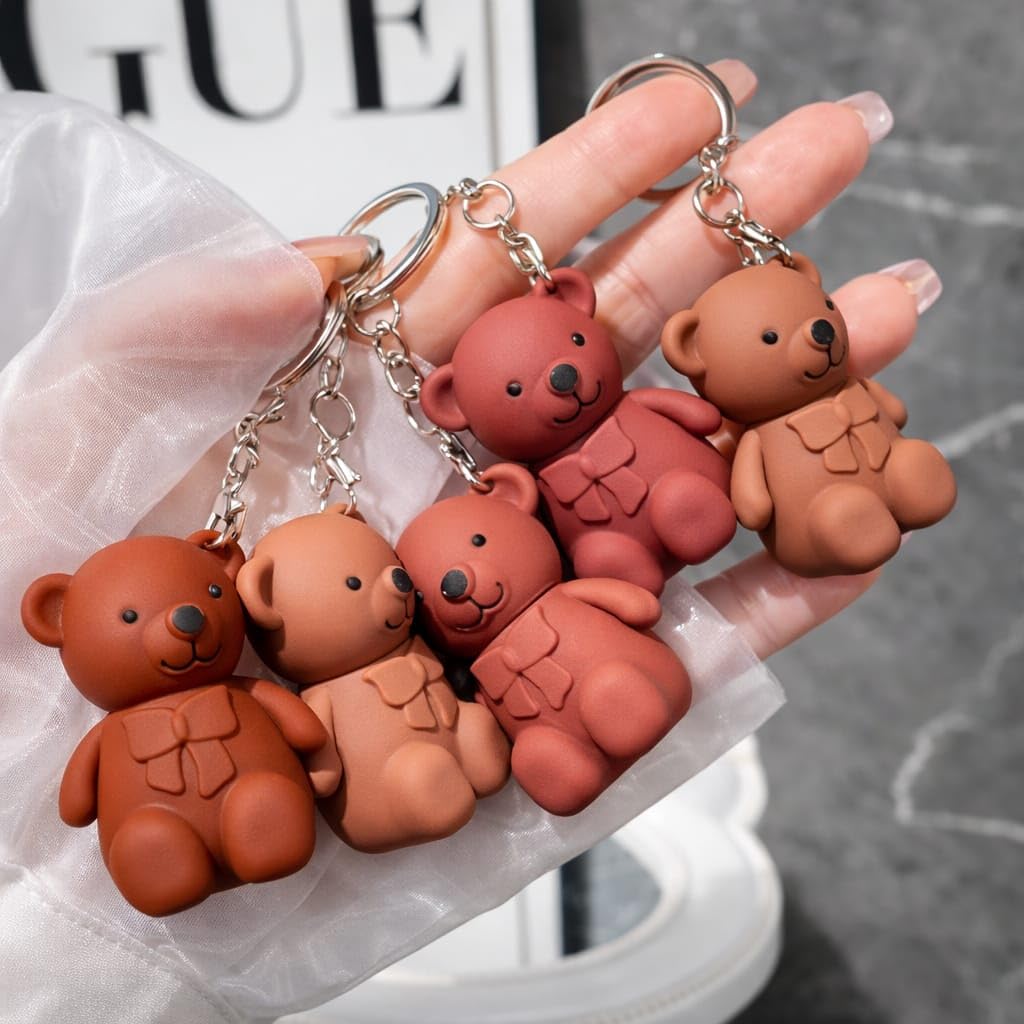 Cute Teddy Bear Lip Gloss Keychain Set (Pack of 5) – Hydrating Non-Sticky Glossy Lip Balm | Shiny Finish Travel-Friendly Lip Care | Adorable Gift Set for Girls & Women-image-36