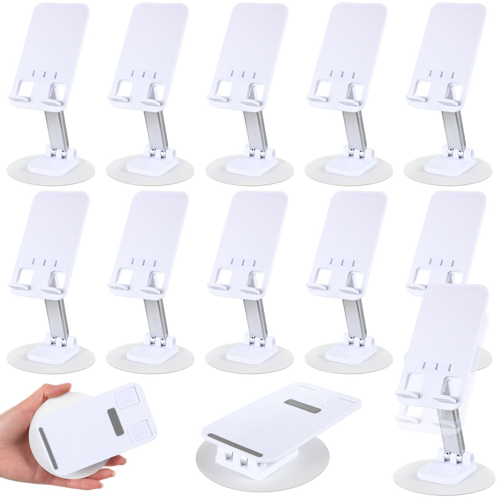 Geelin 12 soportes plegables dobles para teléfono celular, rotación de 360 grados, soporte para teléfono de escritorio, base de aluminio ligero, ángulo de altura ajustable, compatible con todos los