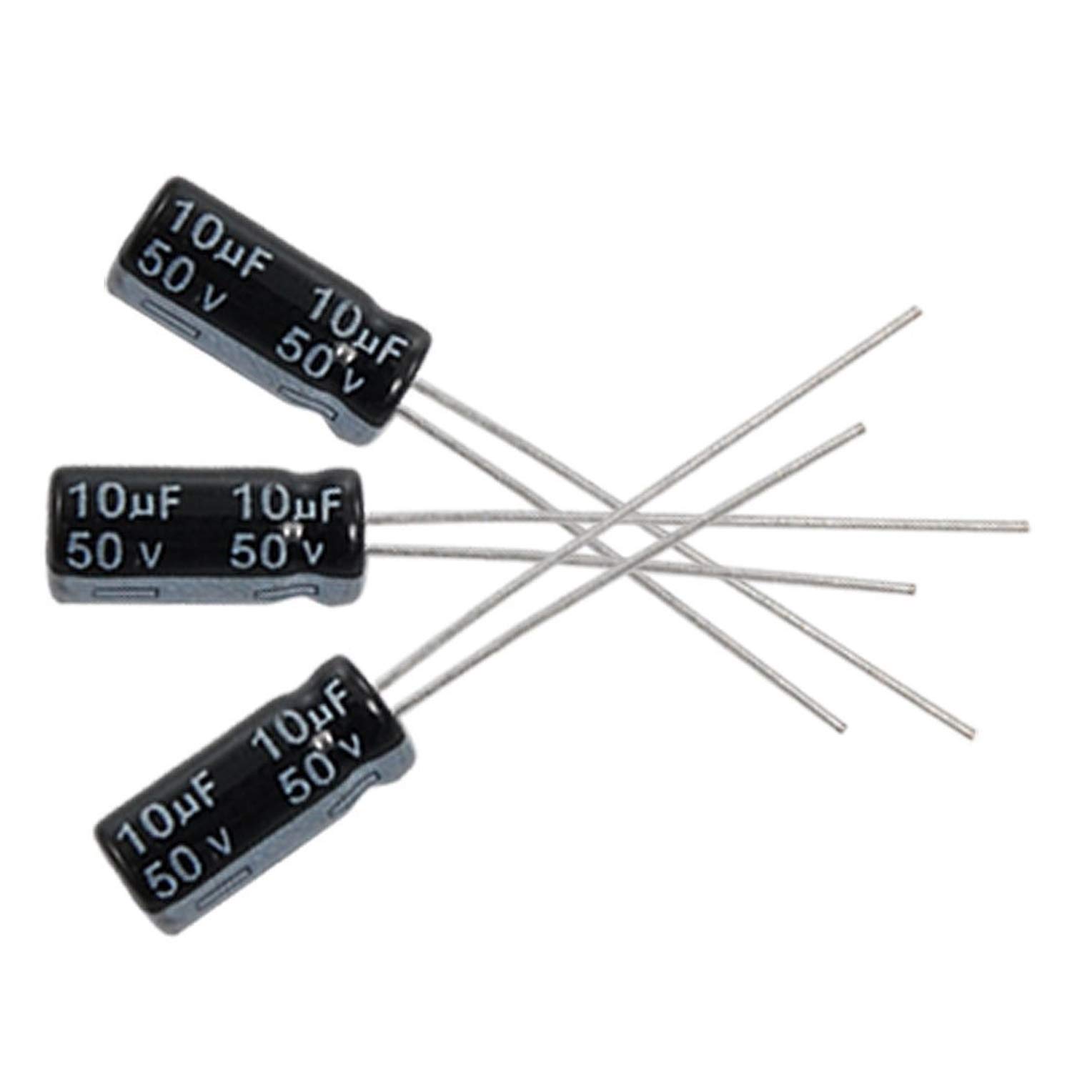 e4u 10uF, 50V 4mm Radial Aluminium Electrolytic Capacitor - 10 No's