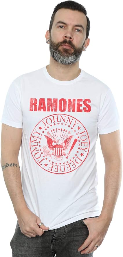 Ramones Men's Red On White Seal T-Shirt 