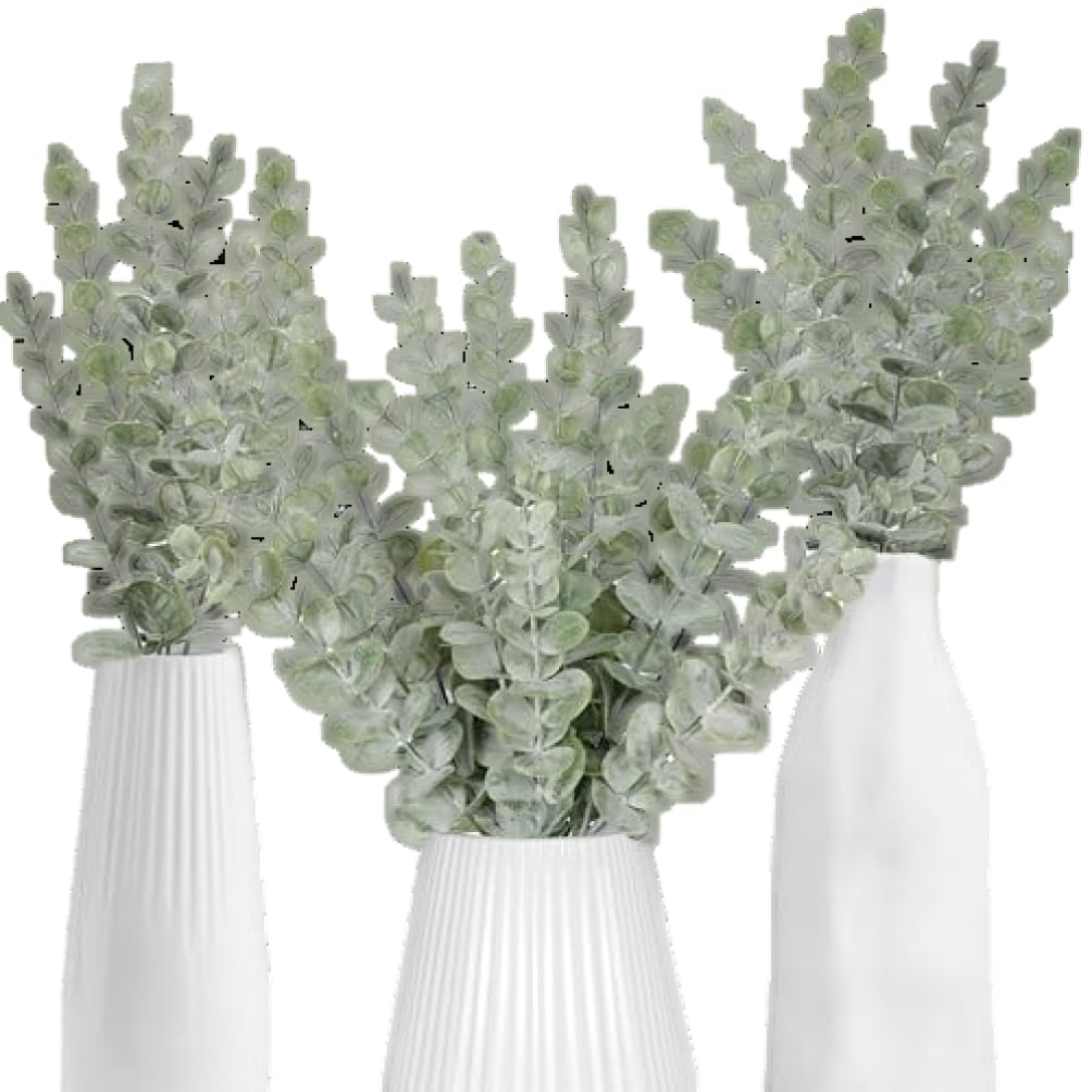 Uanqfegy Artificial Eucalyptus Stems - 85pcs Real Touch Gray Green Eucalyptus Leaves, for Home Decor Wedding Centerpieces Bouquets Office Decoration