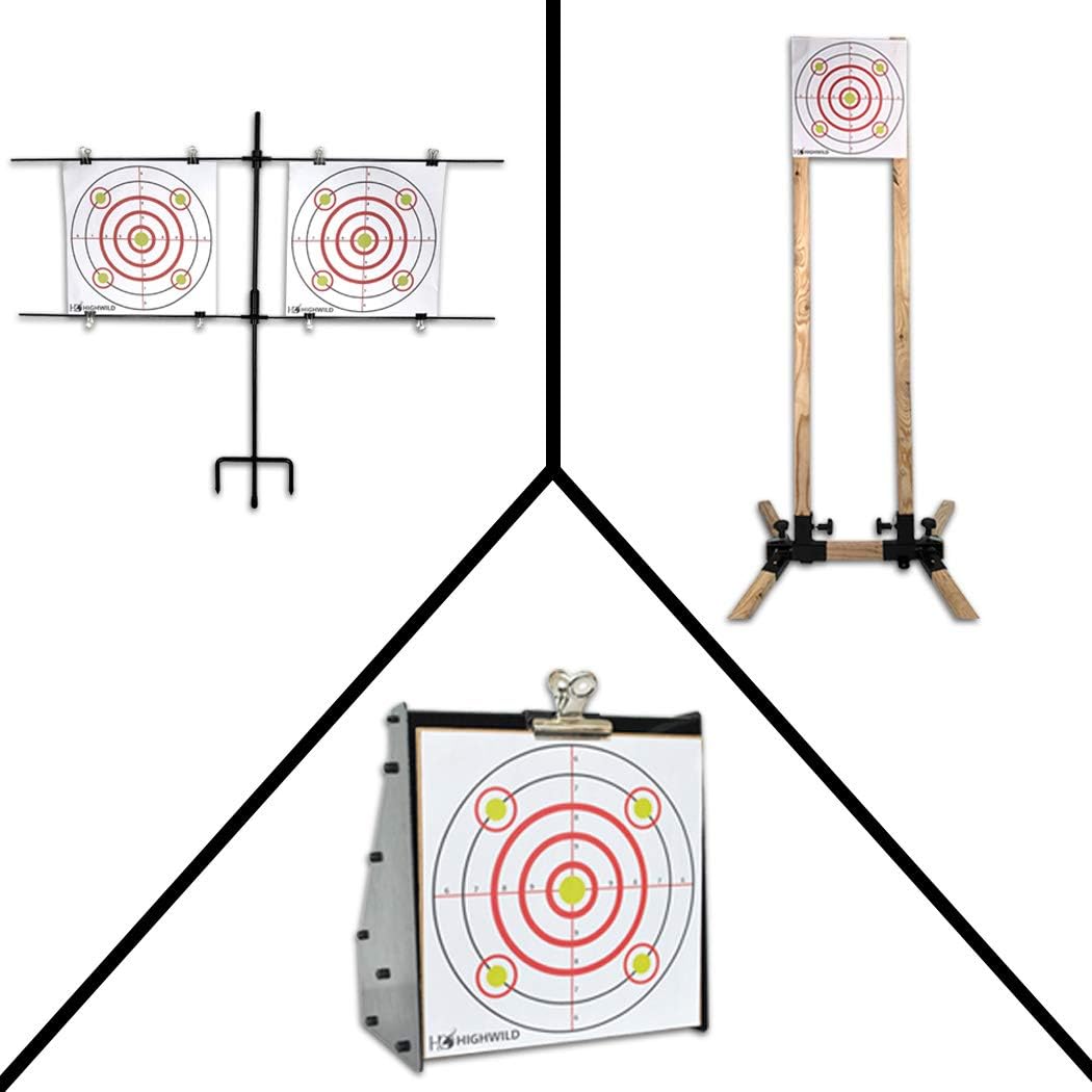 Highwild Bullet Trap Box for .22/.17 Caliber (Rimfire Only) | 11" X 11" Bullseye Paper Targets - 50 Pack (Sold Separately) | Bullet Box Mount Bracket