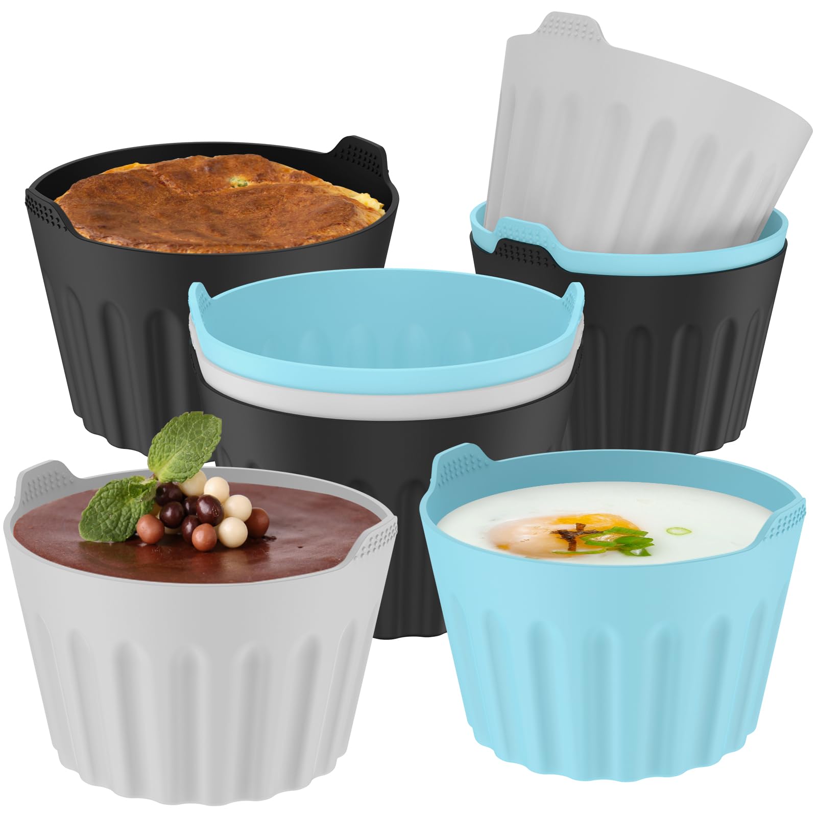 FALESOUL 9Pcs Air Fryer Egg Mold, 3.1x3.1in Non Stick Silicone Ramekins for Air Fryer, Reusable Air Fryer Egg Poacher Egg Bites Molds Maker Egg Pan BPA Free for Oven Microwave