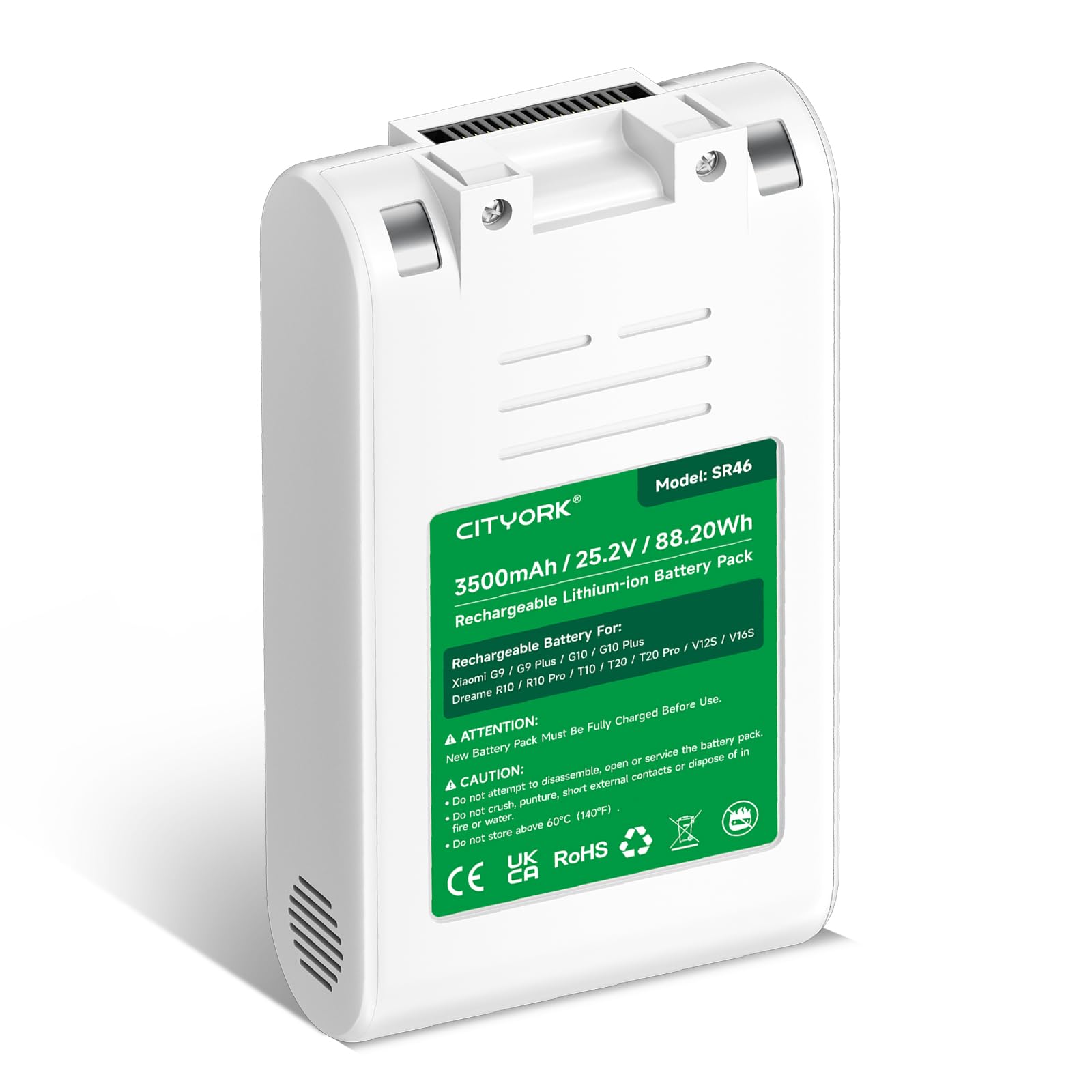 CITYORK Batteria di ricambio per aspirapolvere Xiaomi G9, G9 Plus, G10, G10 Plus, V12S, V16S, 25,2 V, 3500 mAh