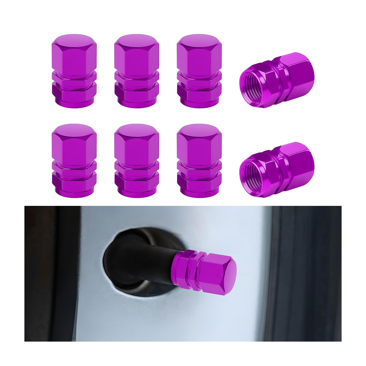 Osilly Aluminum Tire Valve Stem Caps, Purple