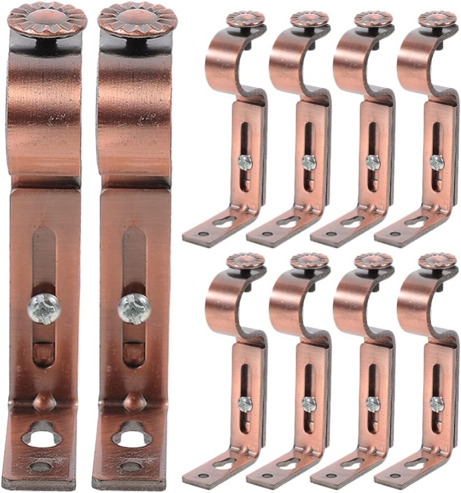 DOITOOL 10pcs Curtain Rod Brackets Support Holders for Easy Installation for Window Drapery and Door Curtains Antique