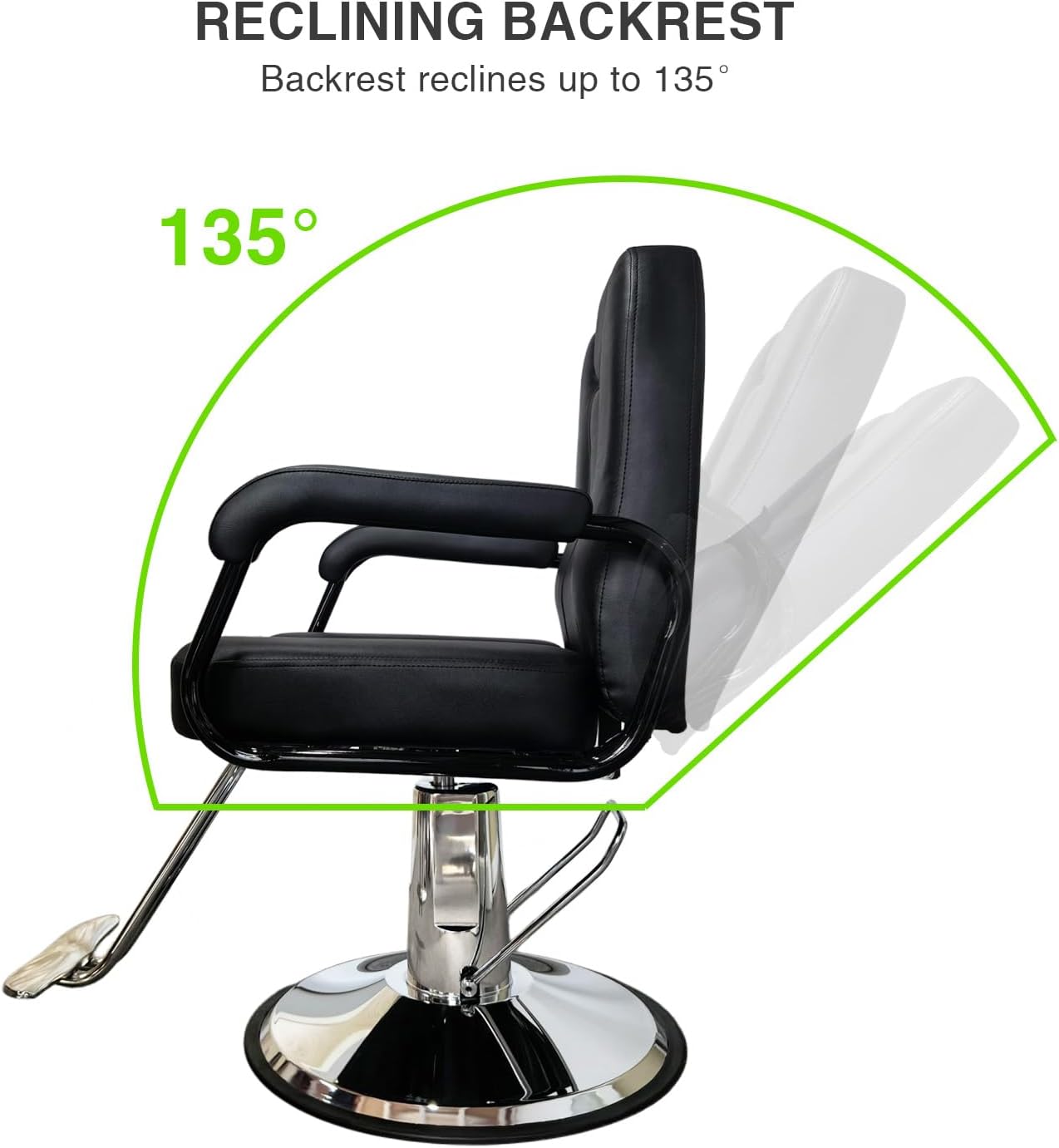 Reclining Barber Chair, Heavy Duty Hydraulic Salon Chair, Adjustable Hair Styling Chair for Beauty Spa Shampoo Barbering