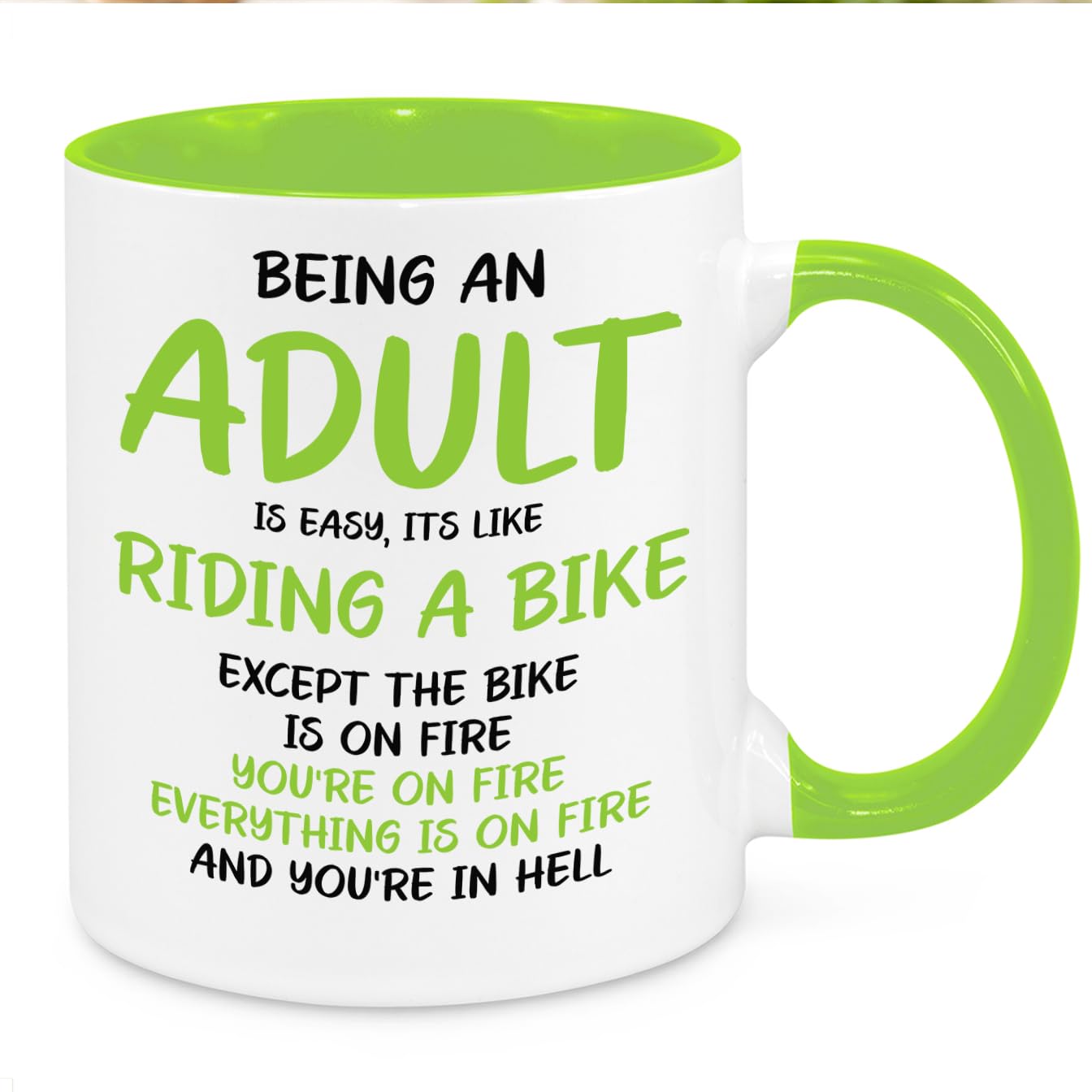 Being an Adult is Easy Funny Mug - Funny Novelty Gift Silly Present Mug Birthday Christmas for Mum Dad Friend Sister Brother Grandparents for Man Woman Secret Santa Work Quotes (Green)