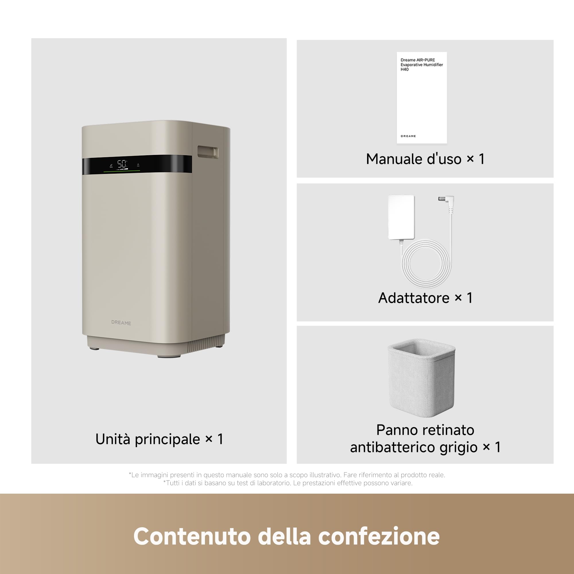 DREAME H40 Umidificatore, Tecnologia Evaporativa senza Nebulizzazione | Umidificazione Rapida 800 mL/h, Serbatoio Acqua 6 L, Purificazione in 4 Fasi, Display Digitale, Telecomando