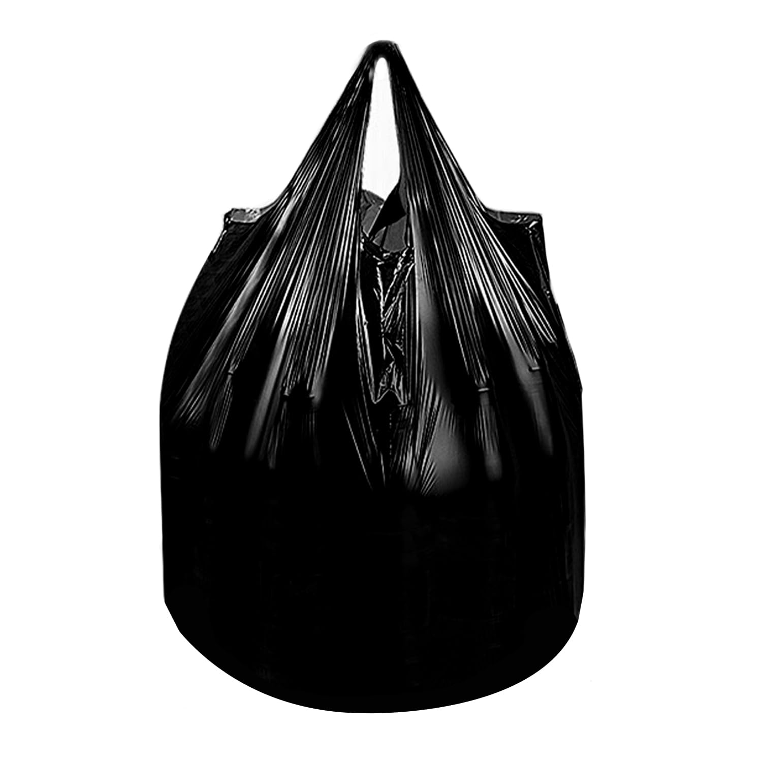 Waikas 4 Gallon Trash Bag with Handles, Pack of 80, Unscented Garbage Bags, Size 45 * 55cm, 4.15g/pcs, 1Mil Thickness, Unscented, Black