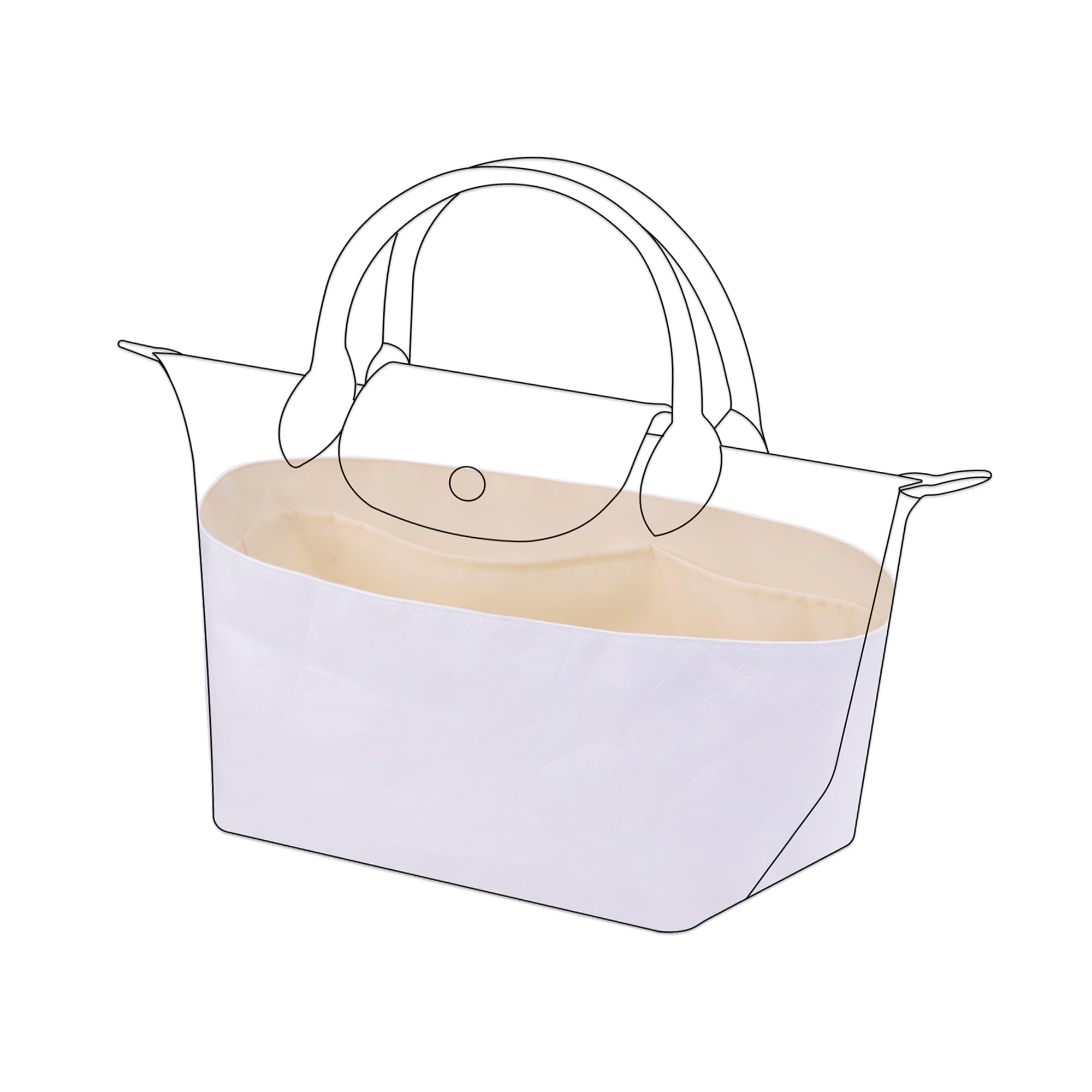 DGAZ Organizador ligero para bolso Longchamp Le Pliage Original Series, seda y DupontPaper interior para bolsas de lujo (Craie, LE PLIAGE Mini)