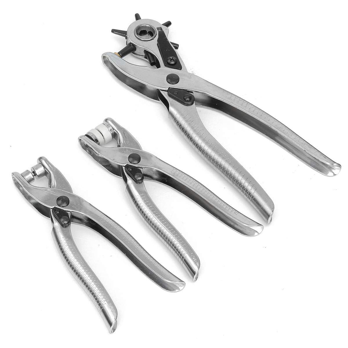 3 piezas de cuero agujero para cinturón perforadora+alicates de ojales+botón a presión ojal Setter Kit de herramientas