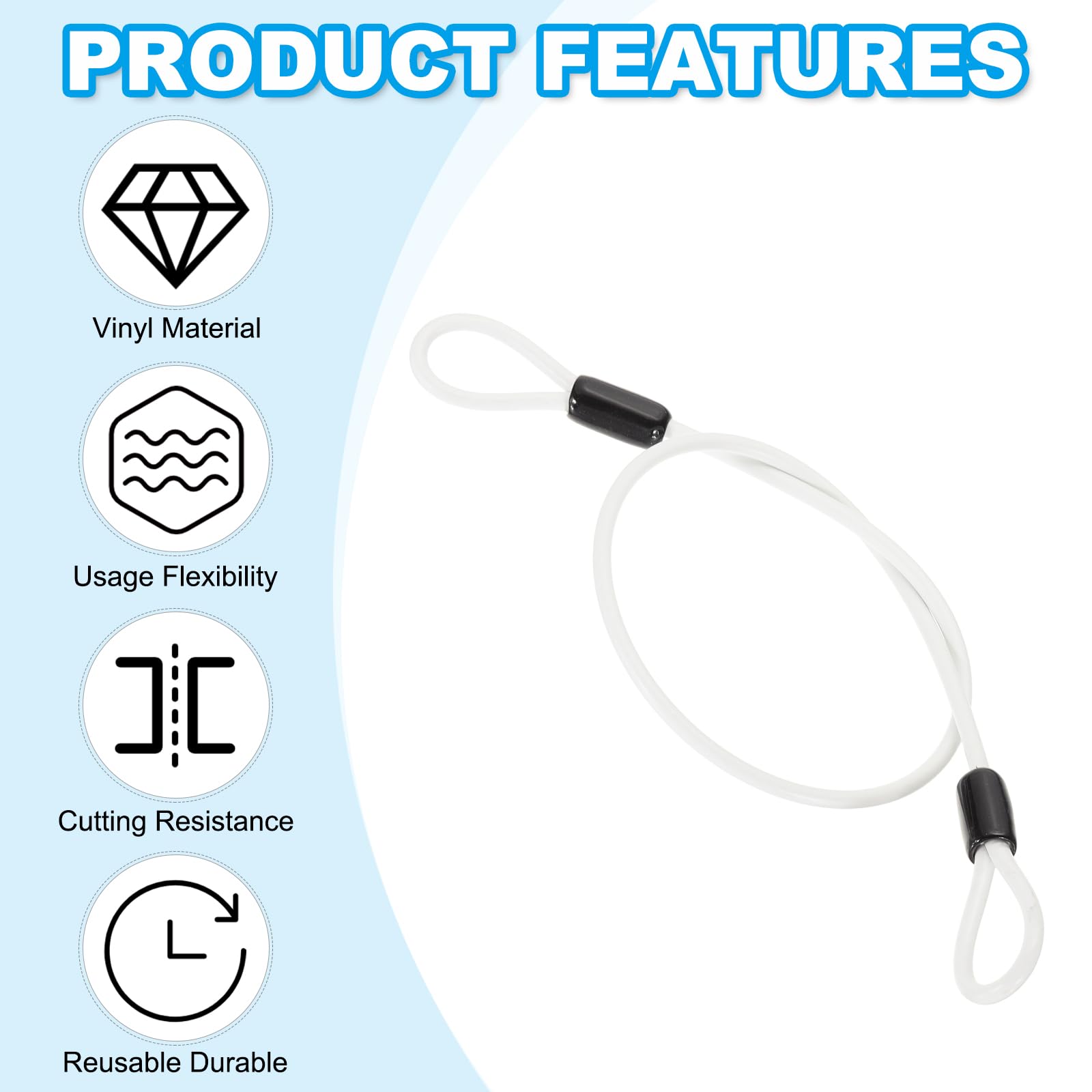 PATIKIL 5/32" Dia Vinyl Coated Stainless Steel Cable with Loops - Image 4