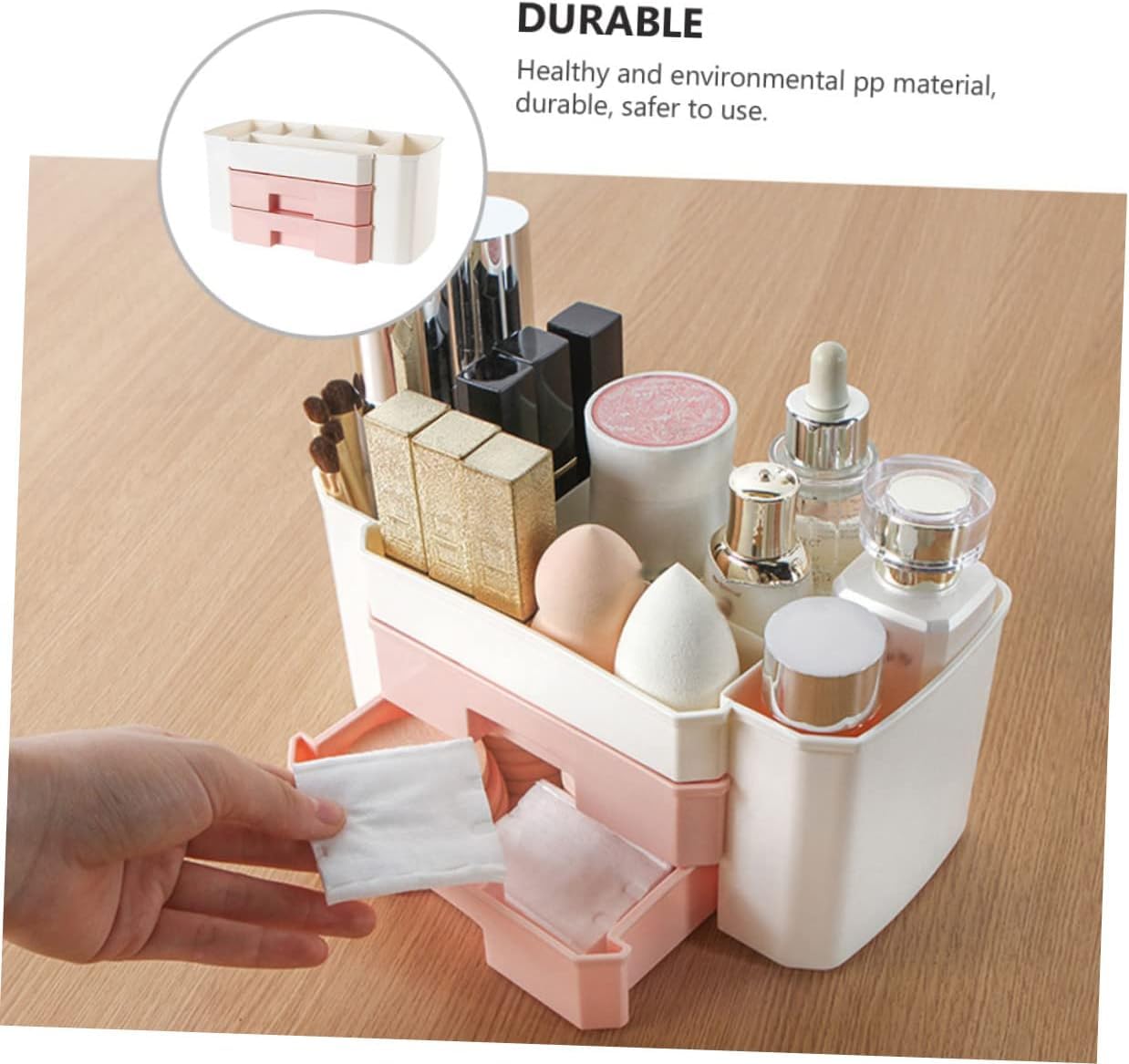 1 Pieces Cosmetic Storage Box Makeup Organizer for Vanity Multi-Storage Case Drawer Storage Bins Cosmetic Storage Case Cosmetic Organizer 3