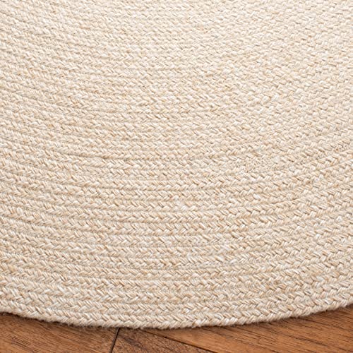 Image of Cotton Round Carpet 3x3 feet - Handmade Braided Boho Rug for Living Room, Bedroom & Balcony - Soft Washable Floor Mat, Color -Beige Mixx