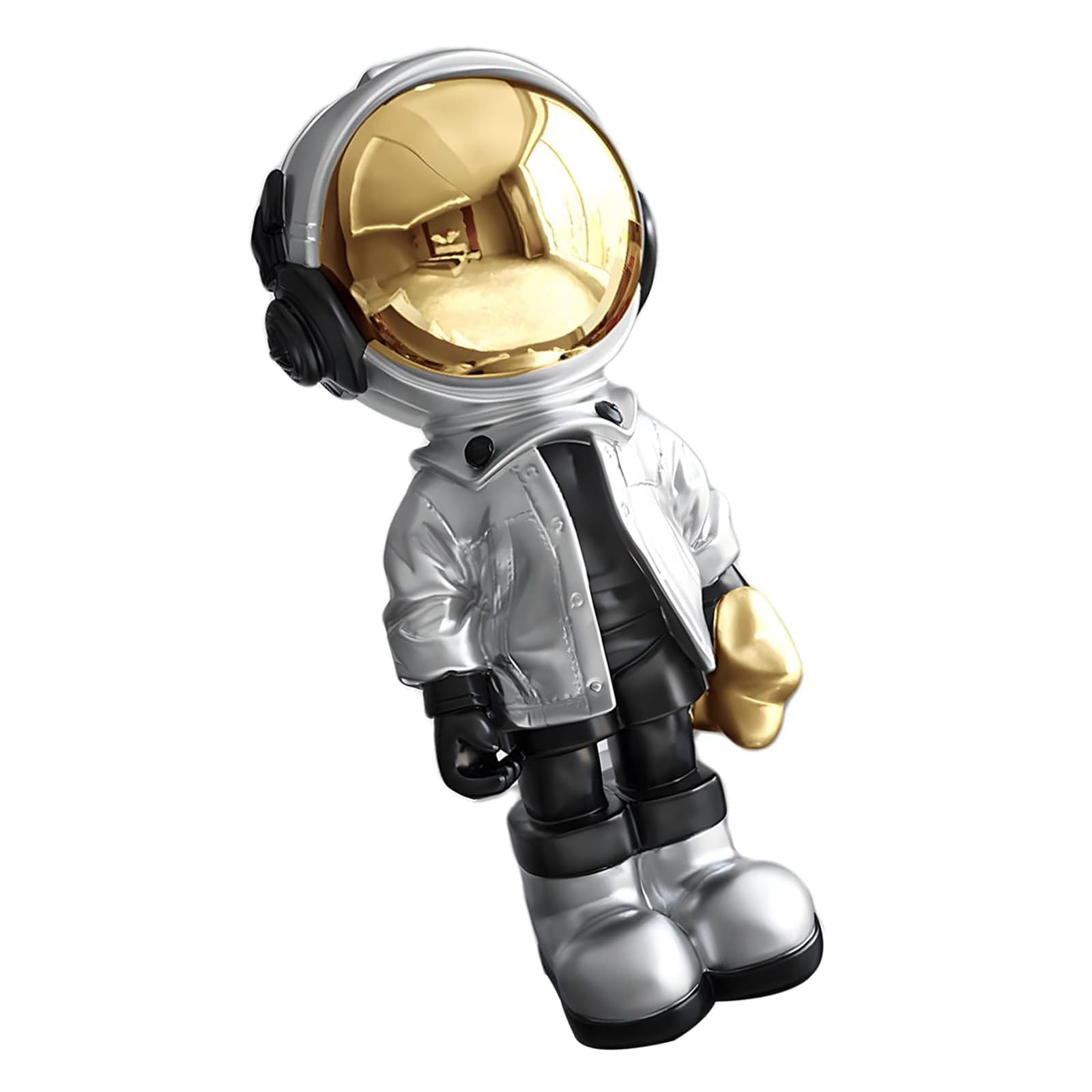 Figura de astronauta de resina con espejo y detalle de estrella, escultura de astronauta para decoración de interiores, adorno de escritorio, escritorio de oficina