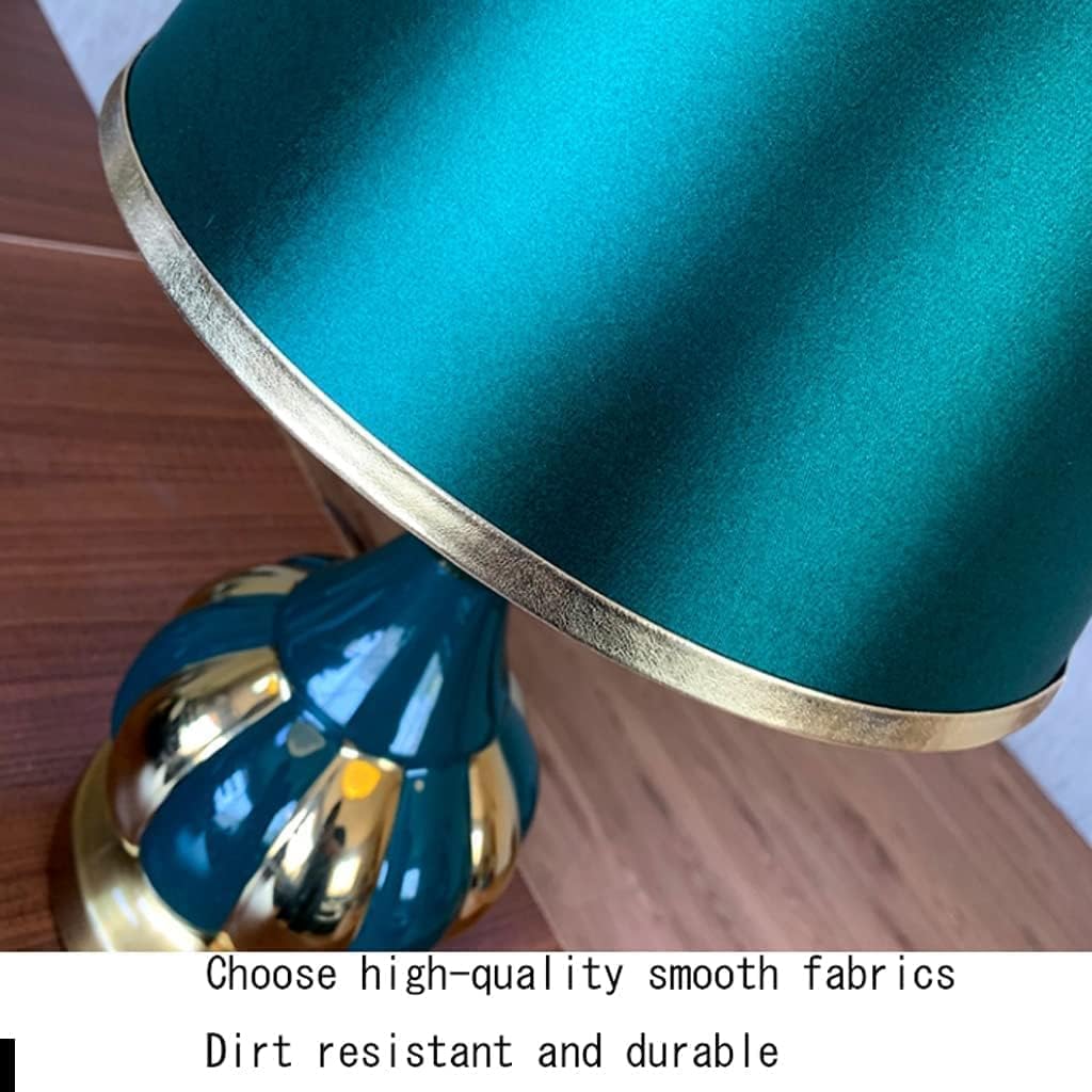 Lampa stołowa Lampa nocna Lampa ceramiczna Abażur z tkaniny Biurko E27 Szafka nocna Ochrona oczu (Kolor: niebieski Rozmiar ściemniacza S