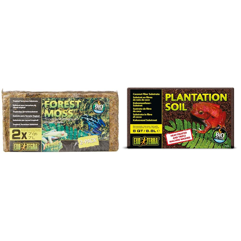 Exo Terra Forest Moss 2 x 7 Litres & Plantation Soil Substrate, 8.8 Litre