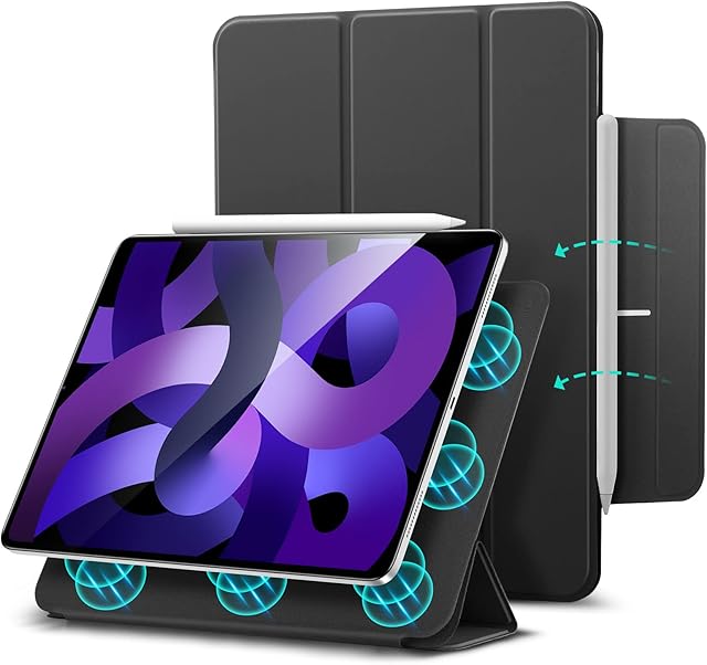 ESR Magnetic Case for iPad Air 5th Generation Case (2022), iPad Air 4th Generation (2020), iPad Pro 11 (2018), Magnetic Attachment, Auto Sleep/Wake, Supports Pencil 2, iPad Air 5/4 Case, Black