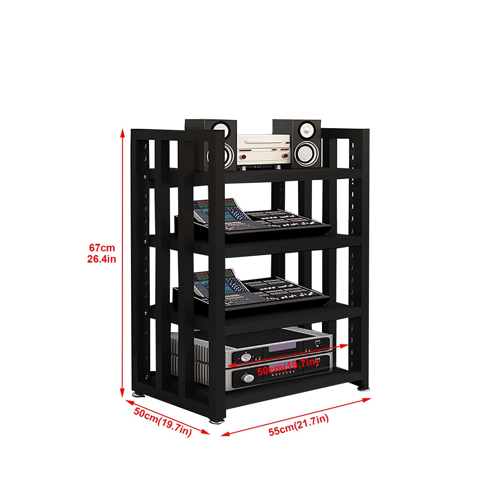Media Storage Cabinet, 4-Tier Audio Video Media Stand Cabinet, Stereo Component Storage Cabinet, with Height Adjustable Wooden Shelf for Storage Of Entertainment Stereo Components ( Color : B )