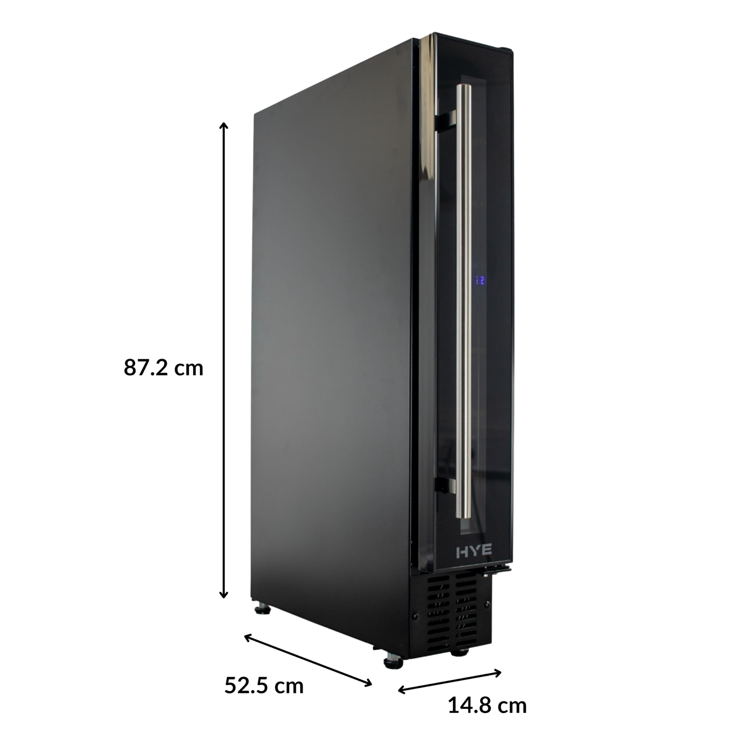 HYE Wine Cooler - Wine Fridge With 7 Bottle/22L Storage, 14.8CM Width, Wooden Shelves, LED Top Lighting, Temperature Range Adjustment, 39 dB Operation, Perfect For Kitchens & Home Bars - RF01WC7SB31 — view 6