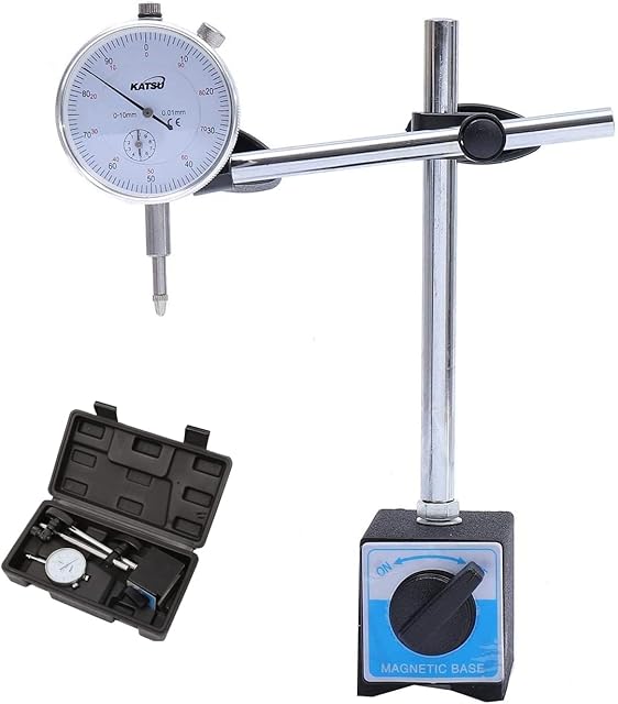 KATSU Dial Test Indicator DTI Gauge 0-10mm with Magnetic Base in Storage Case