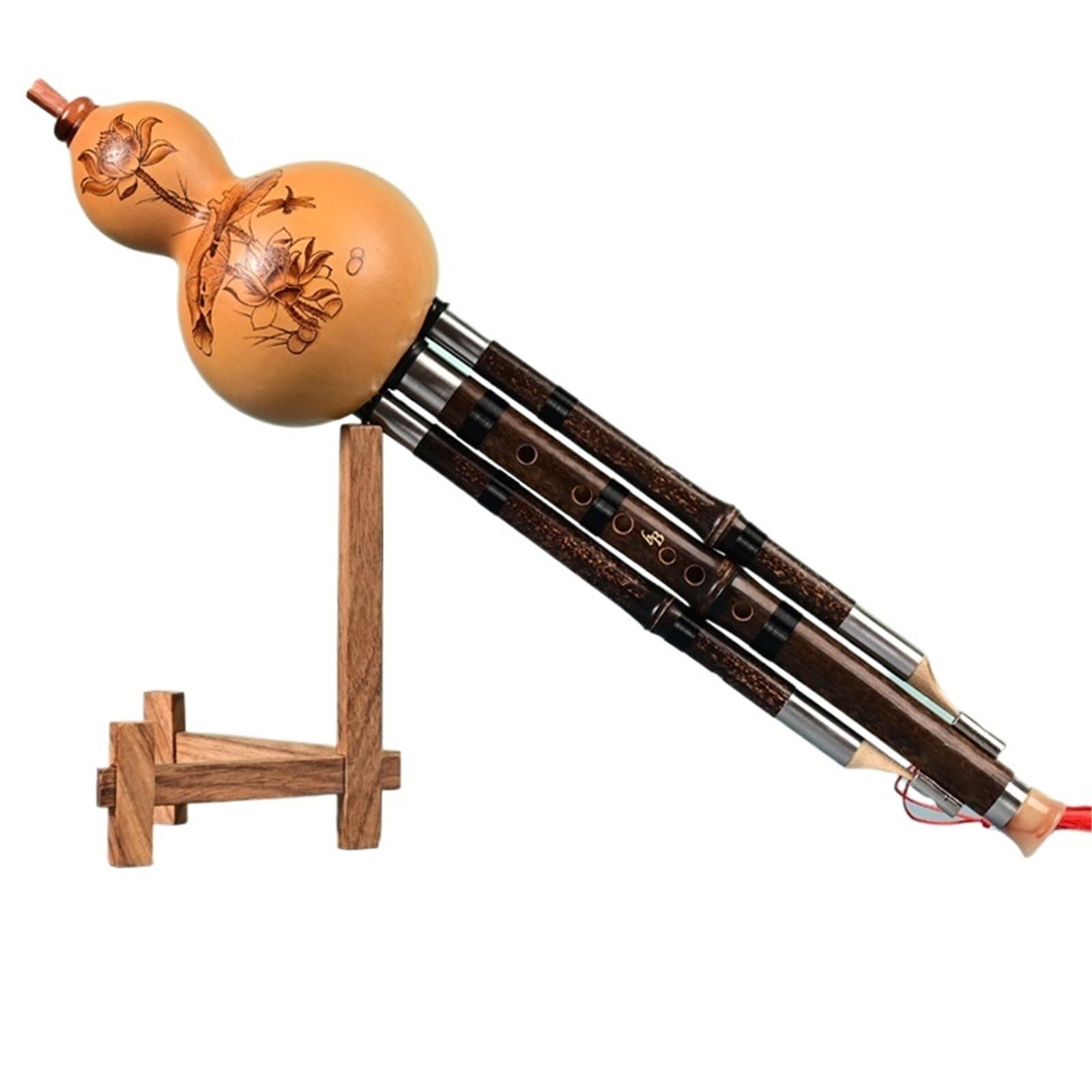 Hulusi Performance Professionnelle Type B Plat C Clé Adulte Instrument De Musique Violet Bambou Flûte À Cucurbitacées(Painted,C)