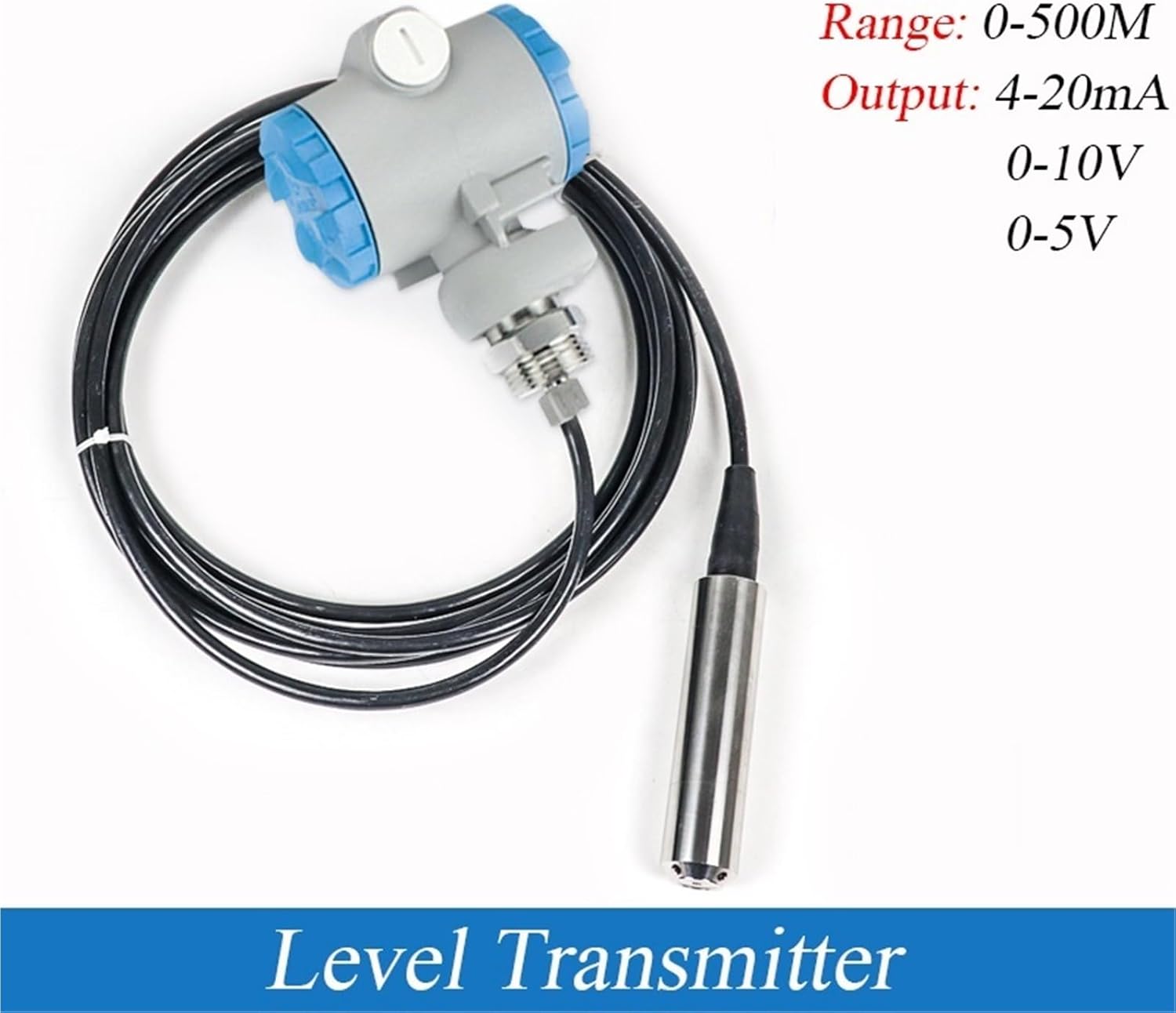 3M Submersible Ex-Proof Water Liquid Level Meter Sensor Detector 4-20mA with LED Display(No Display 0-10v,2m Range 3m Cable)