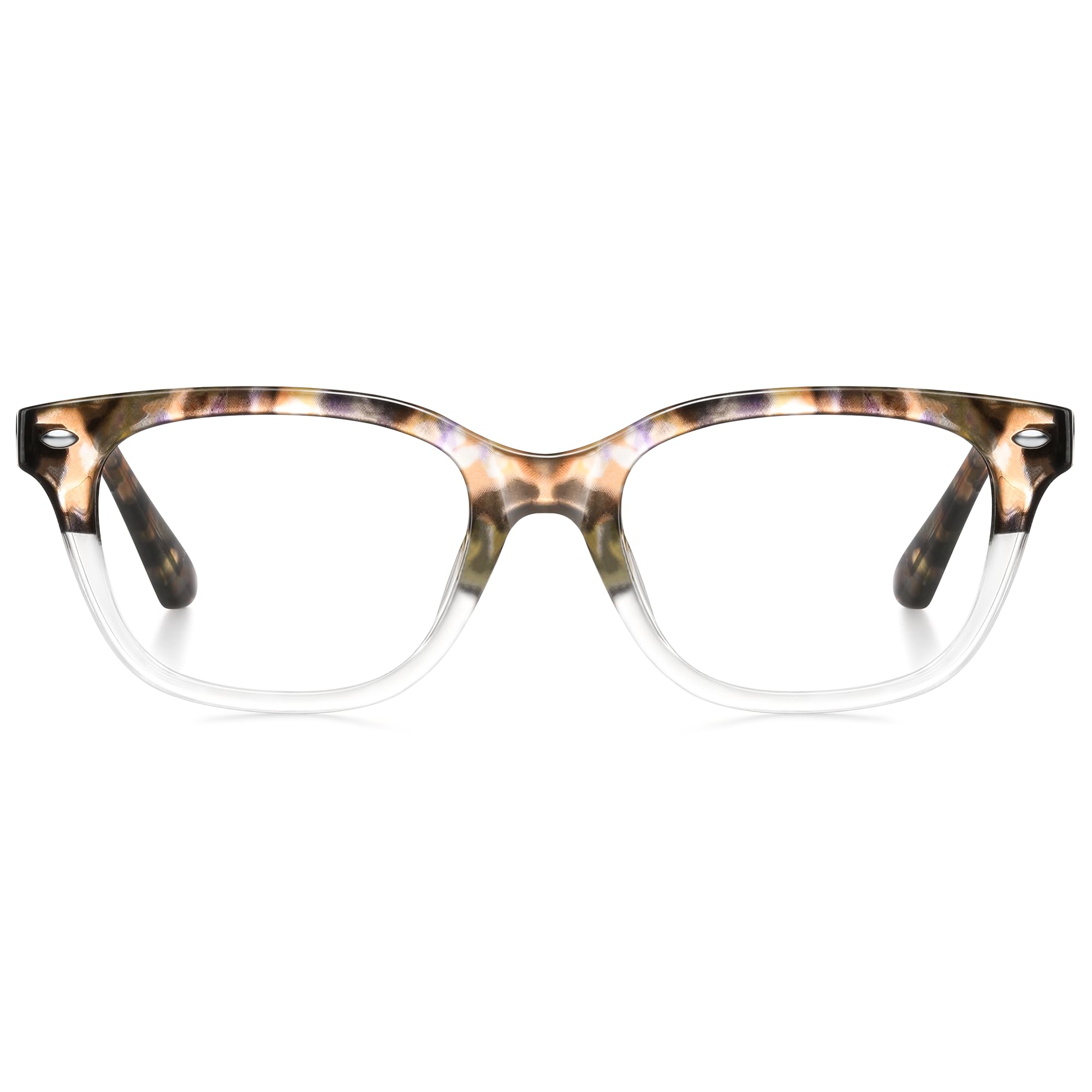 Quadratische Lesebrille für Damen, bernsteinfarbener Nebel