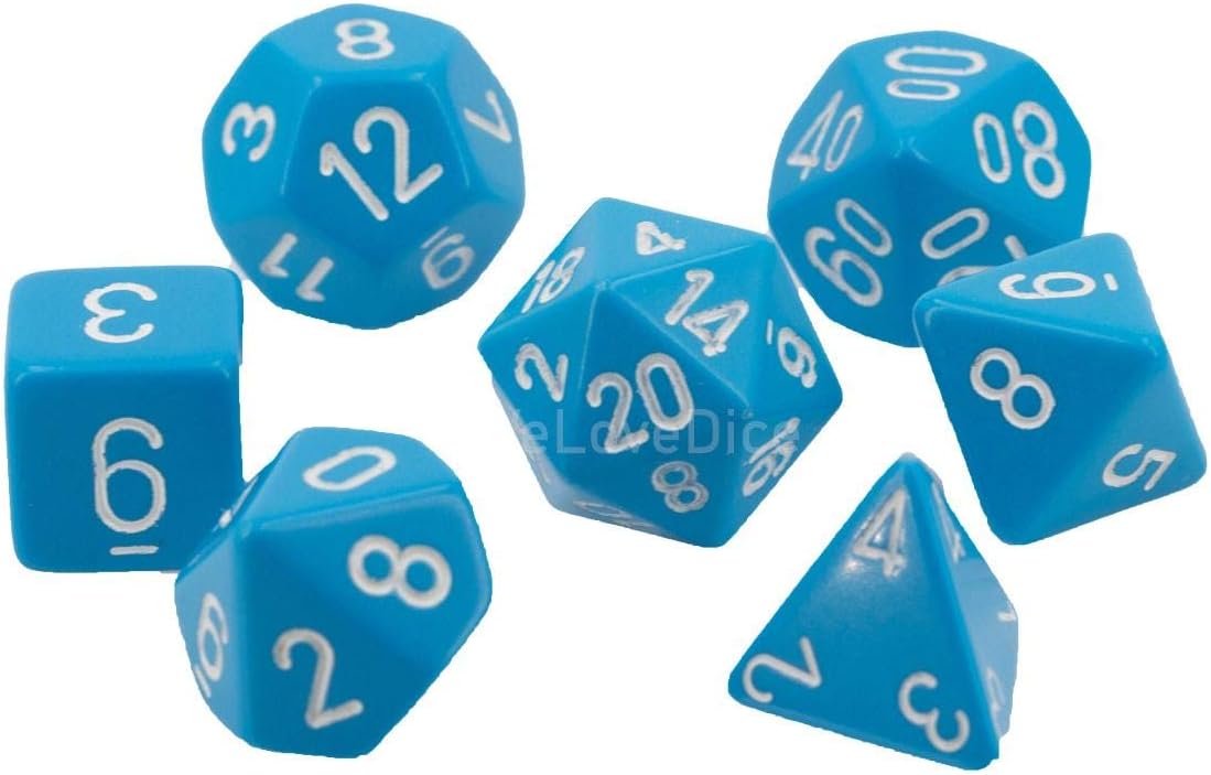 Chessex CHX25416 Dice-Opaque Light Blue/White Set
