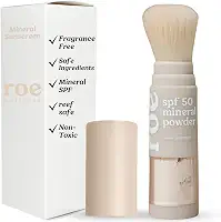 Roe Wellness - Pincel infantil FPS 50 em pó protetor solar mineral, adequado para recifes, fácil de aplicar para crianças, bebês e pais